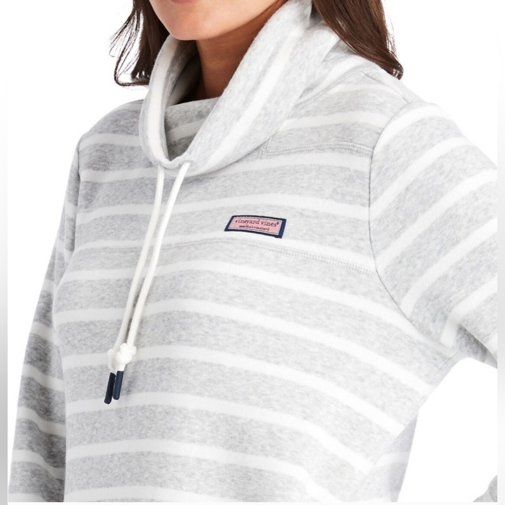 Vineyard Vines Funnel Cowl Neck Sweatshirt With Pockets Stripes Oversized XXS - Picture 1 of 6